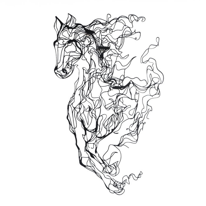 Wallity Metal Horse Line Art - APT724